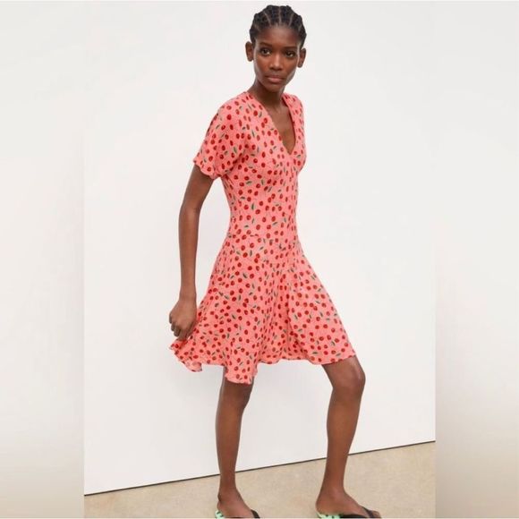 Zara Cherry Print Mini Dress M - Picture 2 of 11